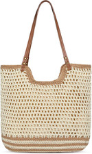 Crochet Beach Bag, Summer Woven Tote Bag with Lining, Soft Purse Shoulder Bags f