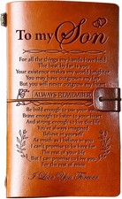 Son Gifts from Mom, To My Son Leather Travel Journal 140 Pages, Birthday