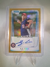2011 Bowman Chrome 1st A.J. Cole Gold Refractor AUTO #21/50 #BCP-160 Nationals