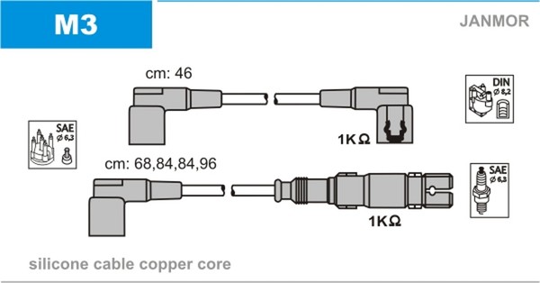 ZüNdleitungssatz Janmor M3 FüR W201 Klasse W463 124 W460 Mercedes Puch W461 W123-image