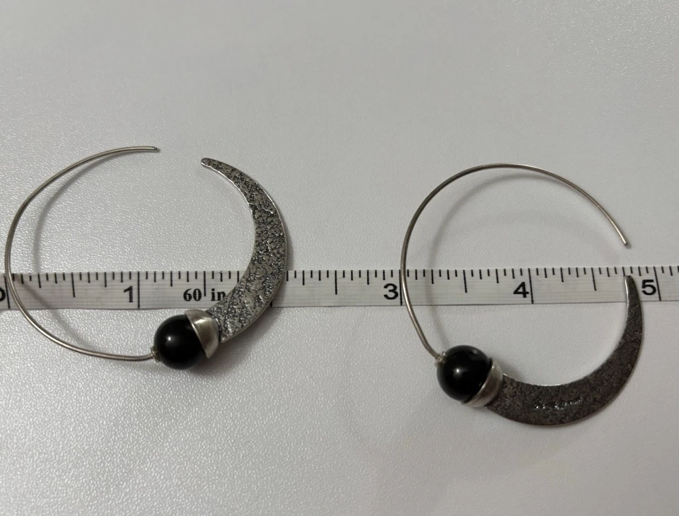 Silpada 925 Sterling Silver Chalcedony Comet Tail Hoop 2.25” Earrings  W1874 - Image 4 of 4