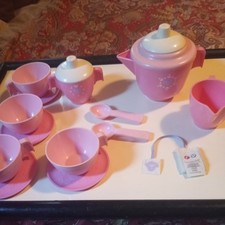 Complete 1980' Fisher Price Fun Food Tea Party Pink Set Tea with rare tea bag