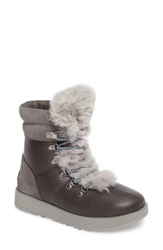 $250 UGG Viki Genuine Sheepskin Waterproof Boot CHARCOAL 6 EUR 37 NEW!