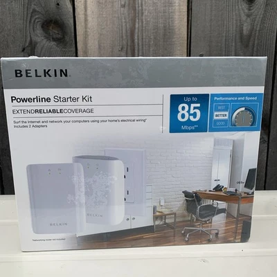 Belkin Powerline Starter kit Network Adapter F5D4073 Transmitter Receiver 85mbps - image 1 of 4