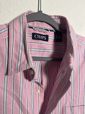 Chaps Ralph Lauren Vintage Pink Striped Button Up Dress Shirt Oxford Sz Large