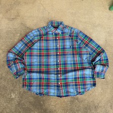 Polo Ralph Lauren Mens 2XB Big Tall Plaid Button Down Shirt Blue Multi Color