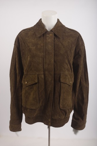 Zara Womans Jacket Coat Suede Leather Small S Green Khaki 4341/771 NWT
