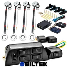 4 Power Roll Up Window & 4 Door Lock Conversion Kit Keyless Entry Auto Car Truck