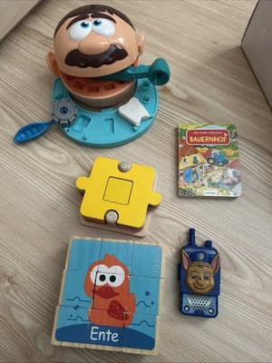 Kiste Spielzeug Holz Buch Playdoh 