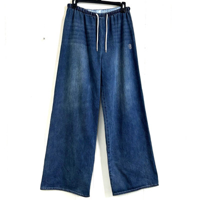 Alexander Wang Wide Leg Denim Sweatpant Brushed Indigo Wash Jeans Size Large.