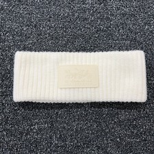 Coach Knit Headband Womens One Size Ivory White Ribbed Logo Patch Ear Warmer