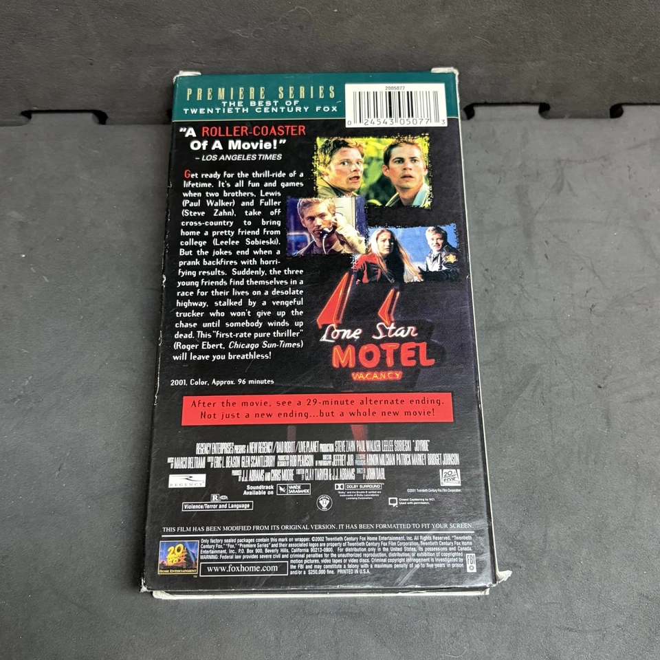 Joy Ride VHS Special Edition 2001 Paul Walker Steve Zahn Thriller - Imagem 2 de 4