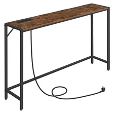 MAHANCRIS Console Table, Narrow Sofa Table, 43.3” Entrance Table with Power S...