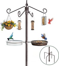 Bird Feeding Station Kit 81-Inch 4-Hook Metal Bird Feeder Pole