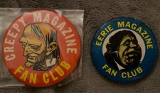 ULTRA RARE 1960s EERIE And CREEPY Magazine Fan Club ORIGINAL Buttons SET