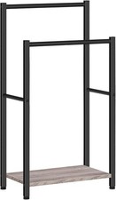 HOOBRO Freestanding Towel Rack, 2 Tier 16.5L x 9.4W x 31.5H, Greige  Black
