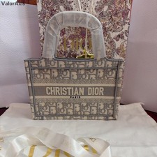 Christian Dior Book Tote Mini Top Handle Bag Gray Used Women Classic