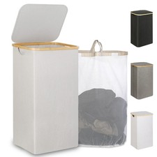 110L Laundry Basket with Lid, Laundry Hamper with Handle,Clothes Basket Organ...