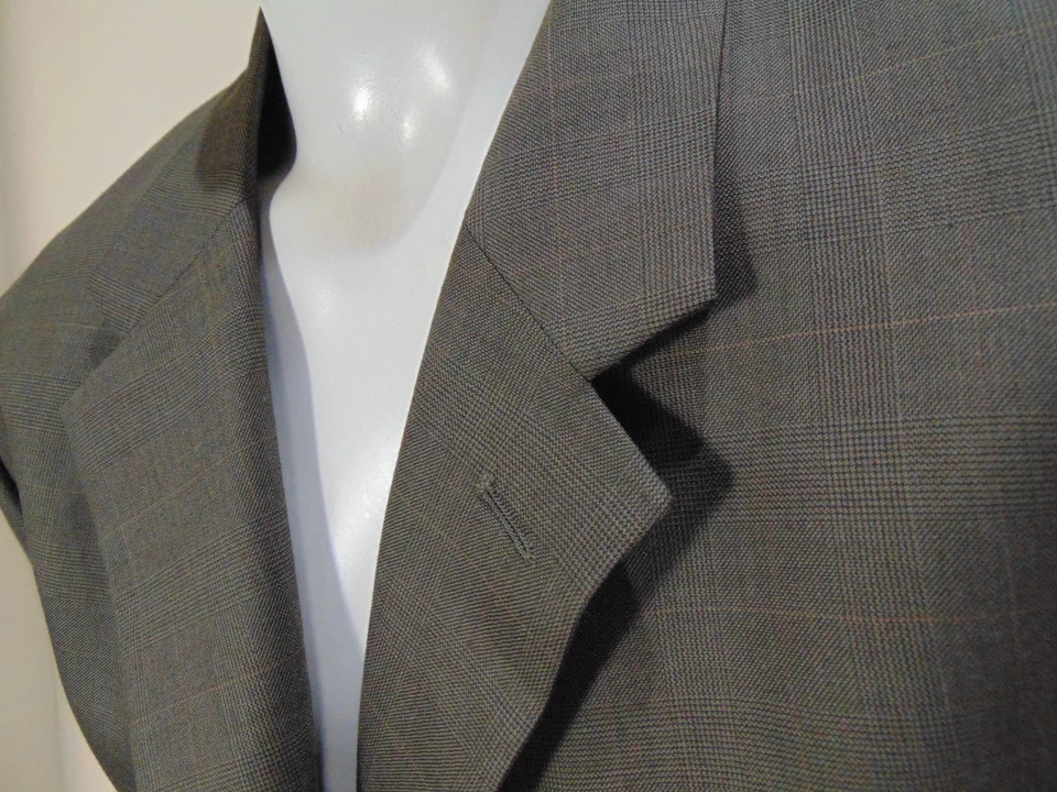 Blazer Jones New York Para Hombres 48R Marrón Traje de Lana a Cuadros Chaqueta Abrigo Deportivo Sin Ventilación Foto 3 de 4