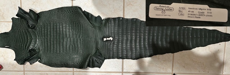 10, yes 10!! - High grade alligator skins  - and French goat leather, maybe dyes