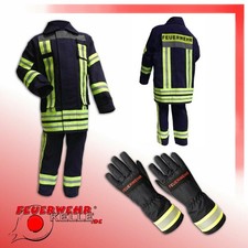 Feuerwehrkostüm Feuerwehranzug Gr. 98/104 mit Handschuhen Gr. 6