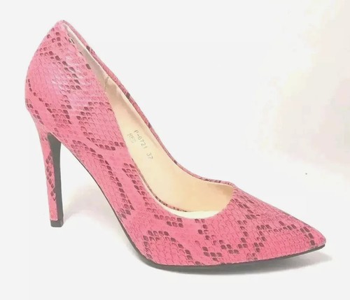 Marquiiz Ladies Neon Pink Snake Print Effect Pointed Stiletto Heel Shoes UK 4