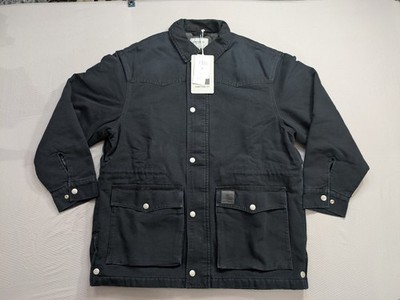 Carhartt WIP Santa Fe Coat Black Stone Canvas, Mens M Lined