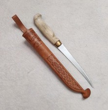 COLTELLO J. MARTTIINI LAMA FISSA CON FODERO IN PELLE FIRMATO INCISO FINLANDIA
