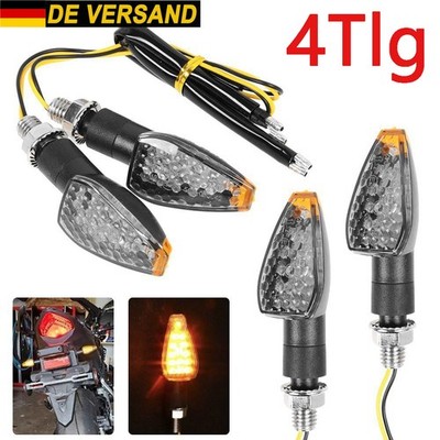 4 Stück LED Motorrad Blinker E-geprüft Blinkleuchte Mini Universal Schwarz 12v