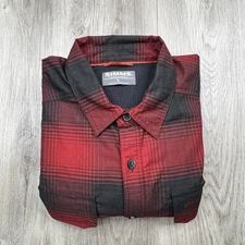 Simms Long Sleeve Button Up Fishing Shirt Mens Size L Large Red Plaid 