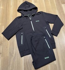 HUGO BOSS Mens Tracksuit Set Hoodie  Jogger Pants Dark Grey M/L AUTHENTIC