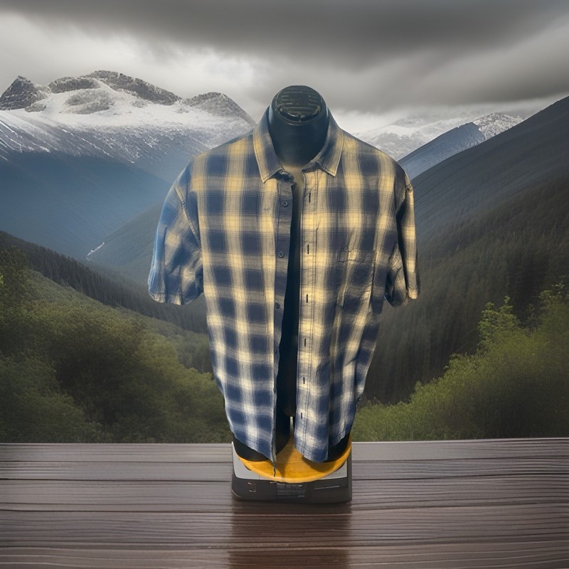 Vans Button Up Shirt Men L Large Loose Fit Plaid Short Sleeve Lightweight