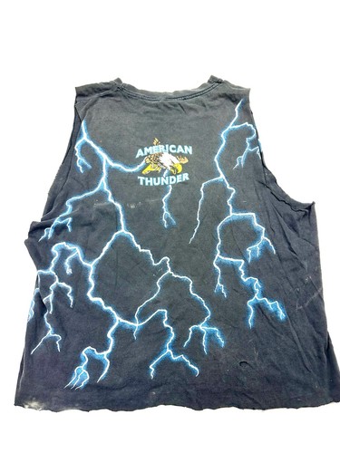 Vintage American Thunder Tiger Roar Lightning Animal T-Shirt Size L Distressed - Picture 3 of 14