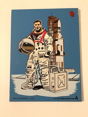 Vintage 1974 Judy Instructo Astronaut Space Wooden Puzzle 13 Piece J606027