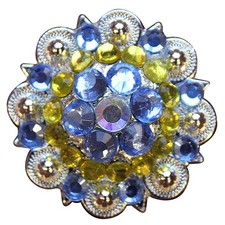 C-TY08 Set Of 8 Screw Back Concho Purple Lemon Crystals 1-1/4In Saddle Hilason