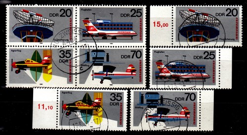 DDR 1980: 2 x 2516 - 2519, Zus-druck + Einzeln, "Interflug" sauber gestempelt