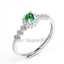 Certified natural A-grade jadeite Green Ice 925 Silver Inlaid Ring