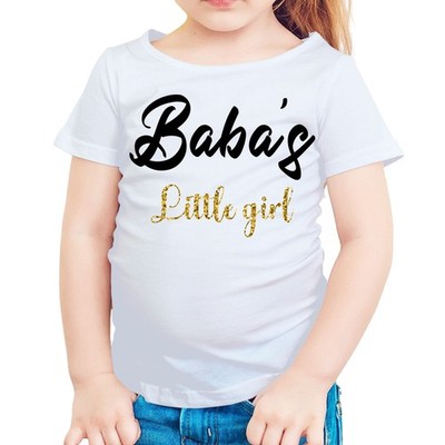 Babas kleines Mädchen T-Shirt schwarz & gold kursiv perfekt für Geburtstage...