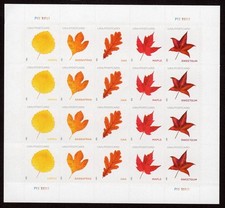 2025 USPS SHEET OF 20 POSTCARD STAMPS VIBRANT LEAVES 61¢
