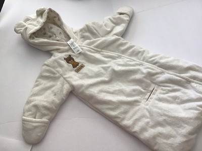 Carter's Soft Ivory Boy Girl Bunting Bag Coat Car Seat 6 Months Teddy Bear Cute