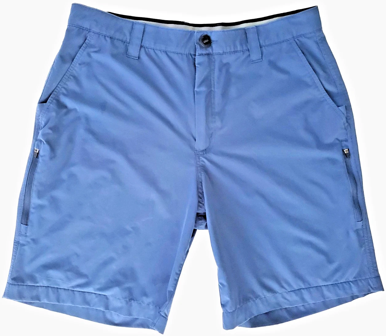 Orvis Mens 34 Performance Stretch Shorts Blue Zip Pocket Golf Outdoor Travel
