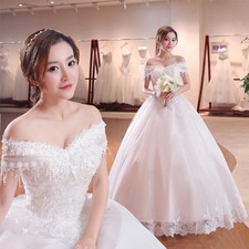 Shoulder-to-shoulder Wedding Dress Bridal Lace Plus Size Thin Shoulder Wedding D