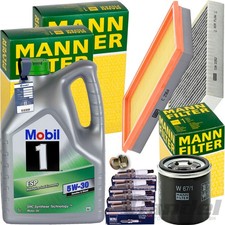 MANN INSPEKTIONSPAKET + MOBIL 5W-30 MOTORÖL passend für NISSAN X-TRAIL T30 2.0
