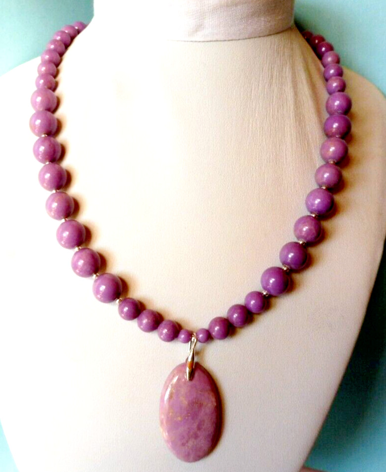 Collier en Phosphosidérite Précieuse de 225 Cts et Argent Massif pour Femme Élégante