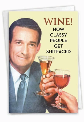 NOBLEWORKS Funny Birthday Greeting Card w/ envelope - Bday Man Wine