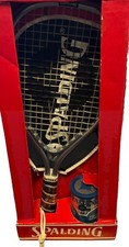 Vintage 1970s Spalding Metal Smasher Racquet Great Display With Balls UNUSED
