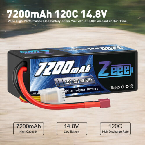 2x Zeee 4S Lipo Battery 14.8V 120C 7200mAh T Plug Hardcase for RC Car Truck Tank - Picture 3 of 8