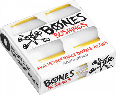 Bones Skateboard Truck Bushings Hardcore Medium 91A White - For 2 Trucks