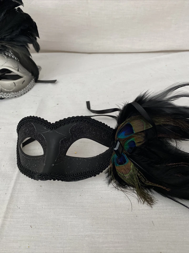 Lot Of 2 Women Girl Sexy Lace Eye Mask for Halloween Masquerade Party & Black - Image 2 of 4