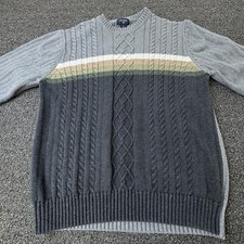 Vintage 90s Y2K DOCKERS Sweater M Lightweight Cotton Knit Charcoal Crew Neck